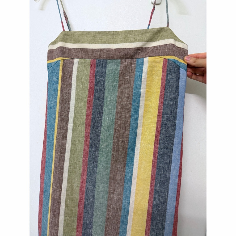 NWT Staud Laura Linen Maxi Dress Market Stripe Colorful Rainbow Sundress S - Picture 5 of 11